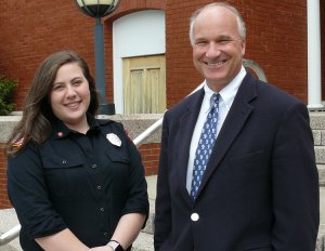 SMCC student Nicki Fowlie with Maine Community College System President Derek Langhauser.