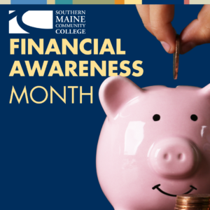 April is Financial Awareness text with pink piggy bank